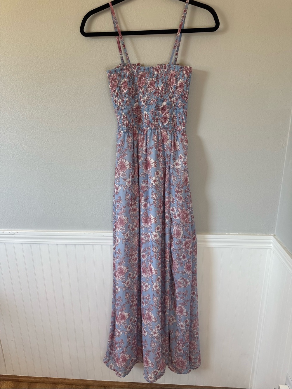 Rue21 Blue Floral Maxi Dress with Pink Floral Pattern